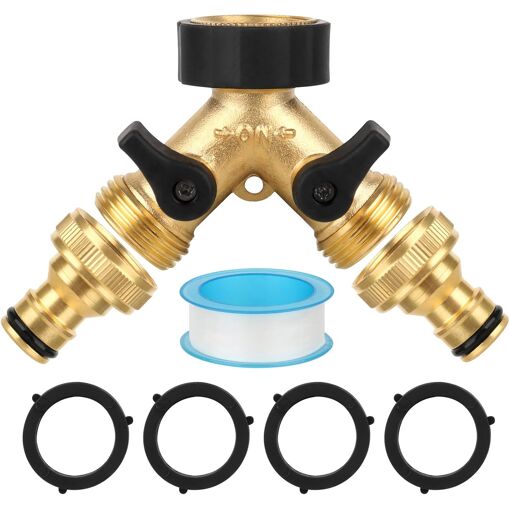 Distributeur Y 2 Voies Avec Robinets Individuels – Séparateur Tuyau 3/4 Pour Arrosage, Machine à Laver, Jardin