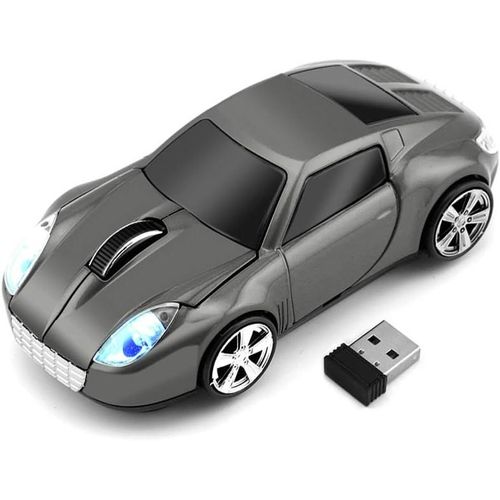 SHIBA-Souris Optique 3D sans Fil en Forme de Voiture de Sport, 2,4 GHz 1000 DPI pour TSL (Gris)[831]
