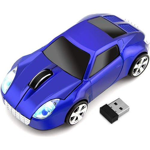 SHIBA-Souris Optique 3D sans Fil en Forme de Voiture de Sport, 2,4 GHz 1000 DPI pour TSL (Bleu)[832]