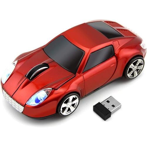SHIBA-Souris Optique 3D sans Fil en Forme de Voiture de Sport, 2,4 GHz 1000 DPI pour TSL (Rouge)[830]