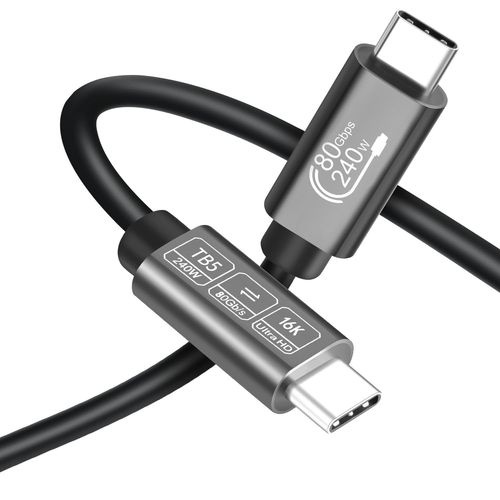 GOUTS ET COULEURSCâble Thunderbolt 5 Usb C 80Gbps, Pd 240W De Charge, 16K/ 8K Video Display, Tb5 Cabel Compatible Avec Thunderbolt 4/3, Usb4 / Usb-C, Pour Moniteur, 1M