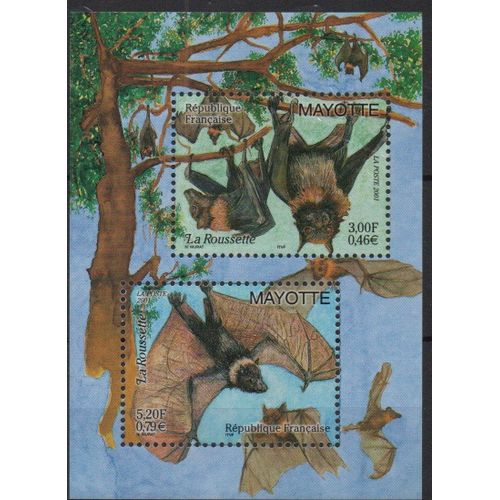 Mayotte Timbre Animaux : Les Chauve Souris 2001