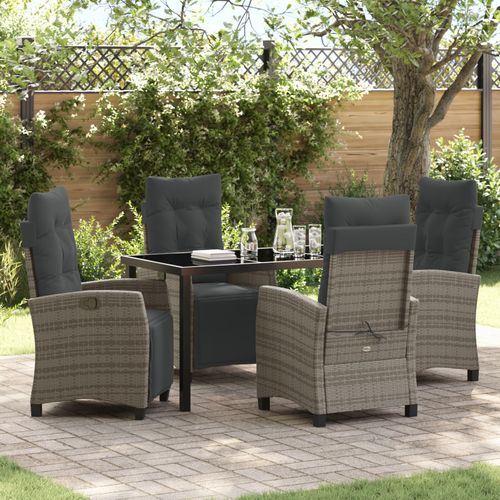 Vidaxl Set De Salle À Manger De Jardin 5 Pièces Gris En Rattan Poly