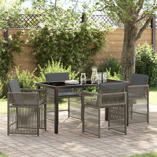 Vidaxl Ensemble De Salle À Manger 5 Pièces Avec Coussins Gris Poly Rattan