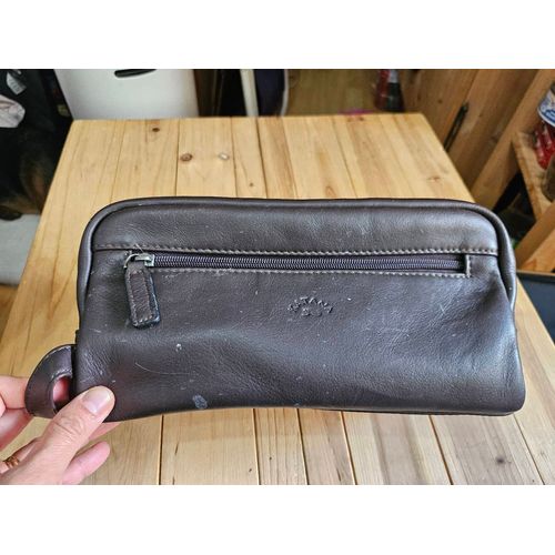 Trousse de toilette marron en cuir Katana