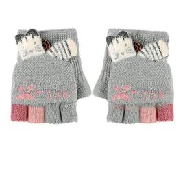 Ensemble de gants d'hiver Enfants Faux Bonnet de laine 1-6 ans Bébé garçons  Filles Enfants Chapeaux tricotés Chapeaux mignons chauds, gris clair