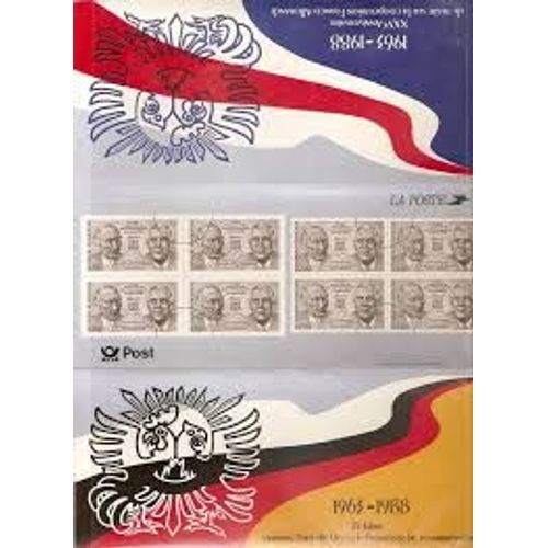 25ème Anniversaire Ccopération Franco-Allemande De Gaulle Et Adenauer Émission Commune France/Allemagne Pochette Souvenir N° 4 Année 1988 N° 2501 Yvert Et Tellier Luxe