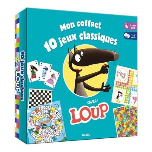 Mon Coffret 10 Jeux Classiques Avec Loup - De 1 À 6 Joueurs - Avec Un Sac En Tissu - 6 Plateaux De Jeux - 2 Dés En Bois - Des Pions En Bois - Un Jeu De 54 Cartes
