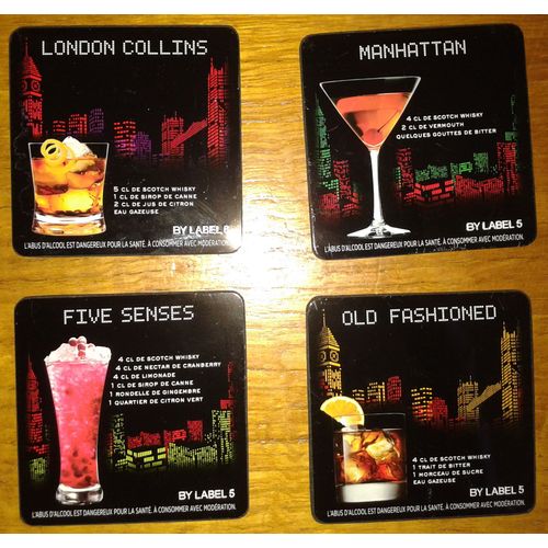 4 Sous Verres Sous Bock Metal Carrés Cocktails 8 Cm De Coté