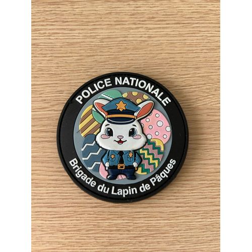 Ecusson Rondache Patch Police Nationale En Pvc 3d Pn Force De L'Ordre Lapin De Paque Fantaisie