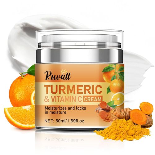 Crème Visage Au Curcuma Et À La Vitamine C À 30 % - Anti-Âge, Hydratante Et Réparatrice Pour Peaux Normales, Sèches, Grasses Et Mixtes - 50 Ml, Hydratante Aux Ingrédients Biologiques 