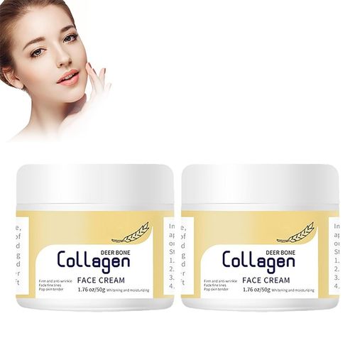 Crème Au Collagène D'os De Cerf Qanzire, Crème Visage Au Collagène D'os De Cerf Qanzire, Crème Visage Anti-Rides Qanzire, Crème Visage Anti-Âge Pour Femmes Et Hommes (2 Pièces)