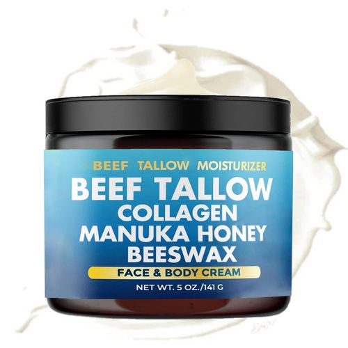 Suif De B?uf, Collagène, Miel De Manuka, Cire D'abeille, Hydratant 7 En 1, Hydratant Naturel Au Suif De B?uf Pour La Peau, Crème Au Suif De B?uf Nourri À L'herbe Et Au Miel De Manuka Pour Le Visage Et