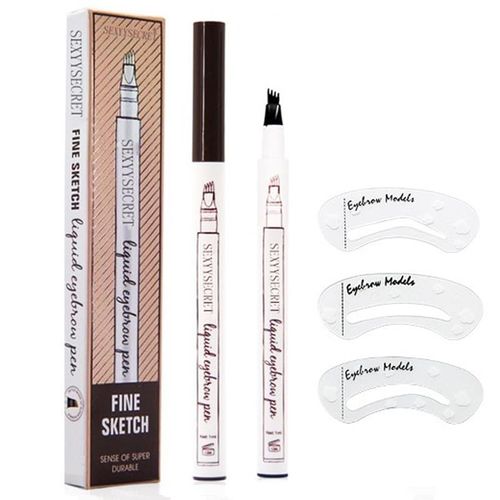 Lot De 2 Crayons À Sourcils 3d Étanches Pour Microblading, Nouveau Modèle 2025 (Avec Pochoirs), Stylo À Sourcils Précis À 4 Pointes, Résistant À L'eau Et Longue Durée (1 Marron Clair). 