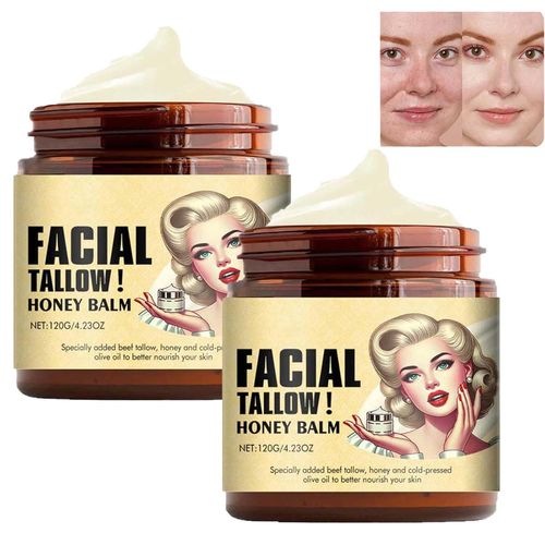 Baume Au Suif Pur, 120 G, Soin Pour La Peau Au Suif De B?uf, Baume Naturel Au Suif Et Au Miel, Crème Hydratante Anti-Rides Bio Pour Le Visage (2 Pièces) 