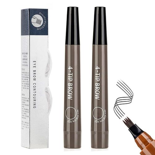 Lot De 2 Crayons À Sourcils Microblading, Crayon À Sourcils Magique 3d Étanche, 4 Pointes, Trait Fin, Longue Tenue Et Anti-Bavures (Gris) 