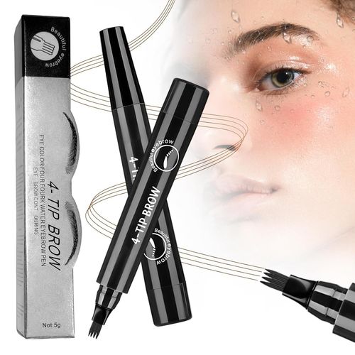 Crayon À Sourcils Microblading, 2025 Upgrade Magic Eyebrow Tattoo Pencil, Crayon À Sourcils À 4 Pointes Fourchues Avec Micro-Fourchette, Sourcils D'apparence Naturelle Sans Effort Et Qui Tiennent Tout 