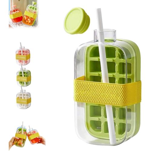 My Crush Cup Ice, Bouteille À Glaçons, Bouteille À Glaçons, Gobelet À Glaçons Cool Summer, Bac À Glaçons 2 En 1 Sans Contact, Bouteille D'eau Avec Couvercle Et Bac, Presse Facile Pour Libérer La Glace