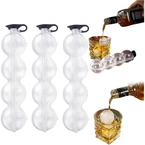 Machine à glaçons Fertilvrsus 4 trous, moule à glaçons pour whisky, moule à glaçons rond de 6,1 cm, machine à glaçons portable, facile à remplir et à démouler (3 pièces)
