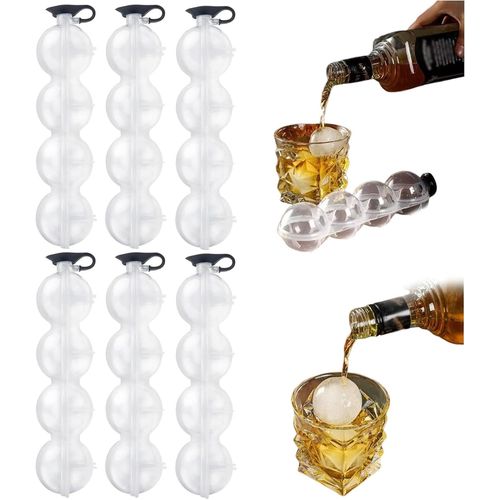 Machine à glaçons Fertilvrsus 4 trous, moule à glaçons pour whisky, moule à glaçons rond de 6,1 cm, machine à glaçons portable, facile à remplir et à démouler (6 pièces)
