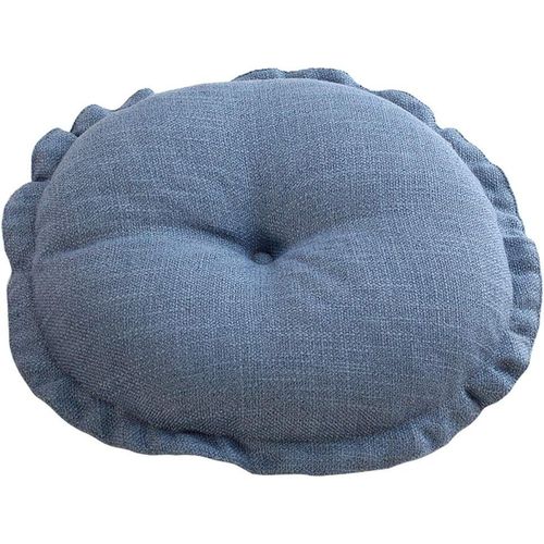 Coussin de sol rond et doux style bohème à volants, coussin de chaise en coton et lin imprimé, idéal pour la méditation, le yoga, le salon ou le balcon (bleu ciel, 71 x 71 x 18 cm)