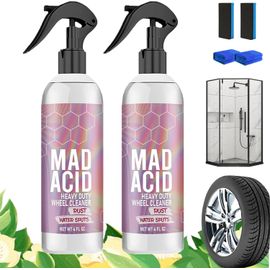 Nettoyant Vitres Mad Acid, Nettoyant Jantes Puissant Mad Acid, Nettoyant Douche Multi-Usage Mad Acid, Produits De Finition Mad, Pour Salle De Bain, Voiture, Meubles (2 Pièces)