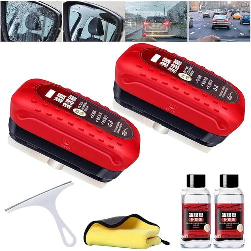 Nettoyant Vitres Athartle, Brosse Athartle, Planche De Nettoyage Pour Vitres Athartle, Lingette Anti-Huile Monobloc, Pour Voiture, Brosse De Nettoyage Anti-Pluie Et Anti-Buée Pour Tous Véhicules (2 Pi