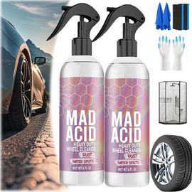 Nettoyant Vitres Mad Acid, Nettoyant Jantes Puissant Mad Acid, Nettoyant Douche Multi-Usage Mad Acid, Produits De Finition Mad, Pour Salle De Bain, Voiture, Meubles (2 Pièces - 120 Ml)