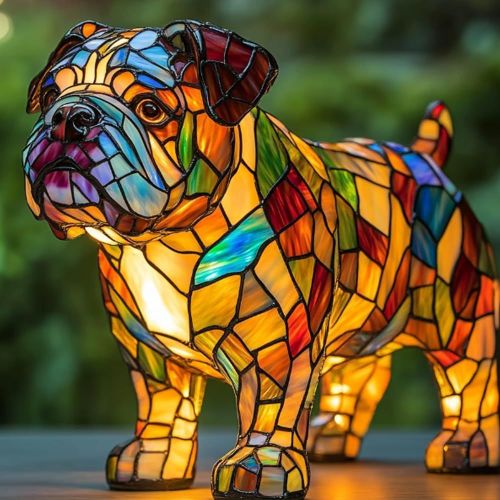Lampe Bouledogue Anglais, Veilleuse Artistique Série Chien, Lampe Corgi, Veilleuse Bouledogue Français En Résine Teintée, Lumière Ambiante Chaleureuse, Cadeau Amusant Pour Les Amoureux Des Chiens (Sty