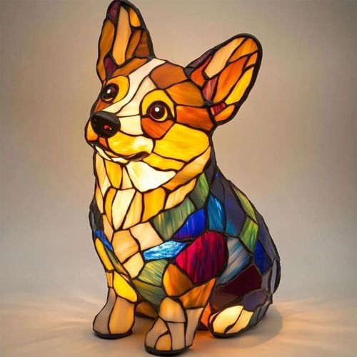 Lampe Bouledogue Anglais, Veilleuse Artistique Série Chien, Lampe Corgi, Veilleuse De Table Bouledogue Français En Résine Teintée, Lumière Ambiante Chaleureuse, Cadeau Amusant Pour Les Amoureux Des Ch