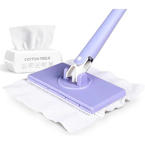 Mini serpillière à changement automatique, mains libres, compatible avec les serviettes de toilette, pour salle de bain et cuisine (violet, 93 x 16 cm, avec serviette)