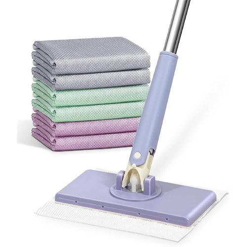 Mini serpillière à changement automatique, mains libres, compatible avec les serviettes de toilette pour salle de bain et cuisine (violet, 93 x 16 cm)