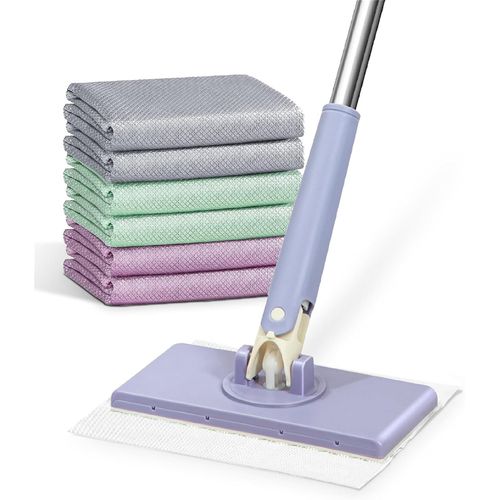 Mini serpillière à changement automatique, mini serpillière automatique, mini serpillière mains libres compatible avec les serviettes de toilette, pour salle de bain et cuisine (violet (93 x 16 cm), a