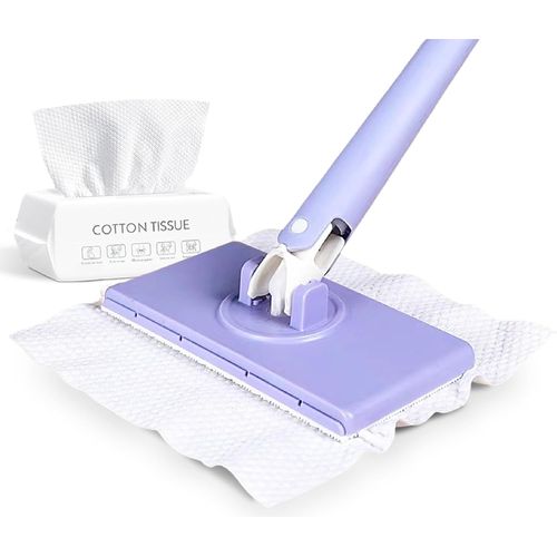Mini serpillière à changement automatique, mini serpillière automatique, mini serpillière mains libres compatible avec les serviettes de toilette, pour salle de bain et cuisine (violet (93 x 16 cm), a