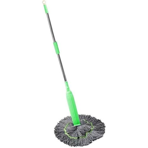 Balai déshydraté double action, balai essoreur automatique pour le nettoyage des sols, balai déshydraté 2 en 1, balai humide et sec, manche long amovible en microfibre (A)