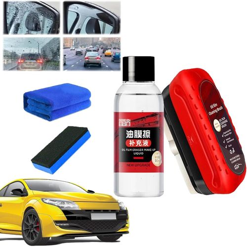 Brosse De Nettoyage Pour Vitres De Voiture, Film Oléophobe, Dégraissant Pour Vitres, Planche De Nettoyage Pour Vitres, Nettoyant Vitres (1 Pièce + 60 Ml)