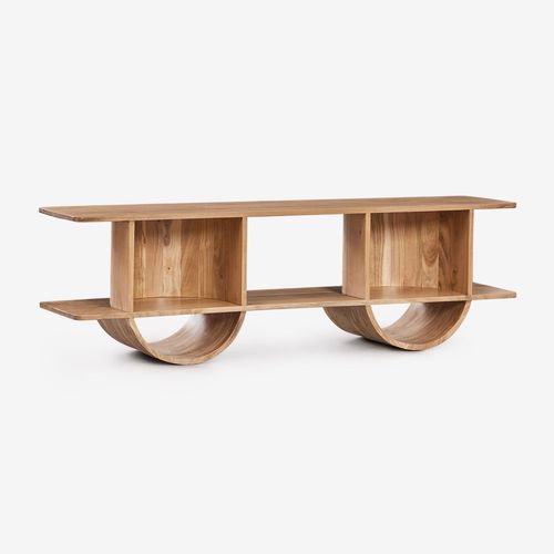 Meuble Tv 150x35 Cm En Bois Flin Acacia Rustique Marron