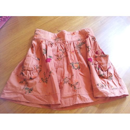 Jupe Mademoiselle Ddp Orange +Broderies Taille 12 Ans