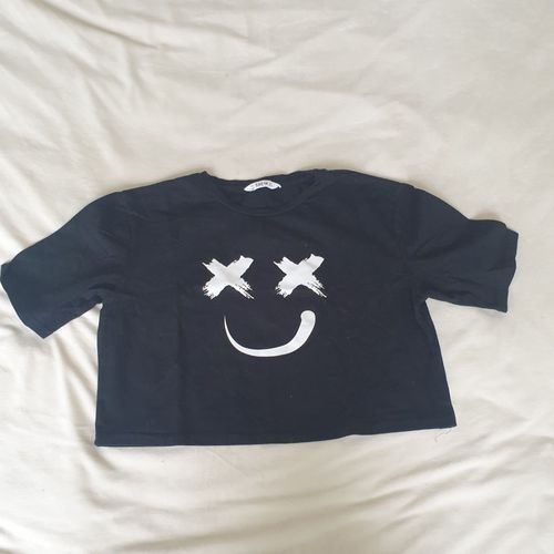 T-Shirt Court, Croc Top, Noir, Marque Shein, Taille 11/12 Ans, En Très Bon État