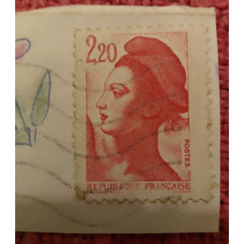 Timbre Oblitéré République Française 2,20 Marianne Liberté De Delacroix Rouge.