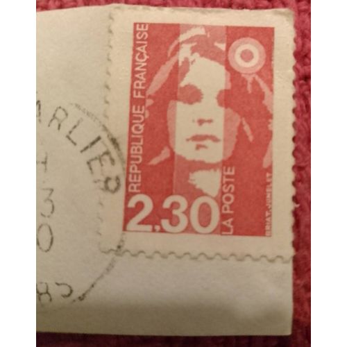 Timbre Oblitéré République Française 2,30 Marianne Rouge Du Bicentenaire.