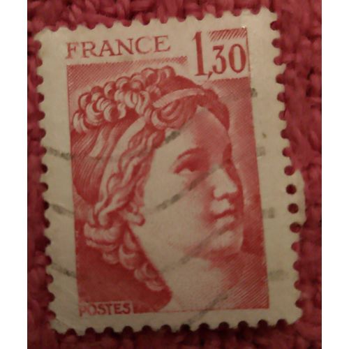 Timbre Oblitéré France 1,30 Marianne Rouge.