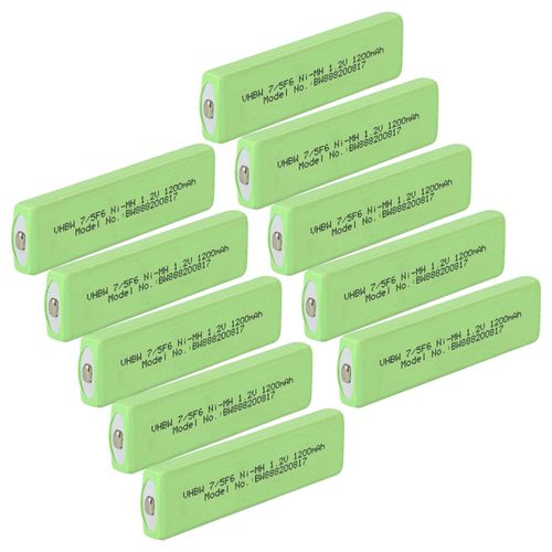 vhbw 10x Cellules de batterie compatible avec Sony NH10WM, MZ-R909, MZ-R91, NH-10WM baladeur CD, MiniDisc (1100mAh, 1,2V, NiMH), bouton Top, 7/5F6