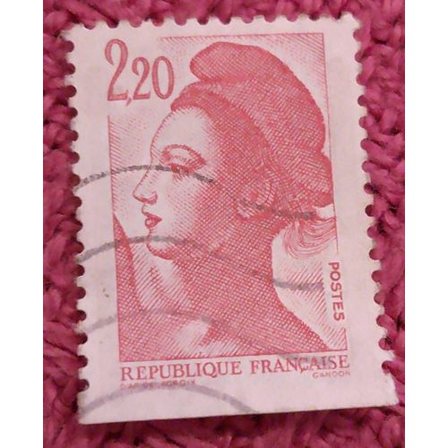 Timbre Oblitéré République Française 2,20 Marianne Rouge.