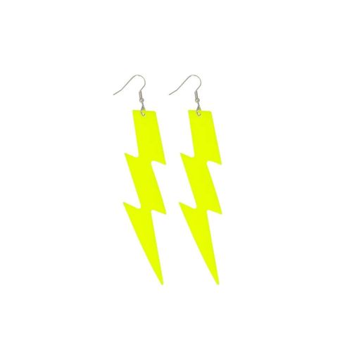 Boucles D'oreilles Éclair Fluo Jaune Adulte