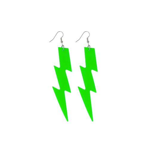 Boucles D'oreilles Éclair Fluo Vert Adulte