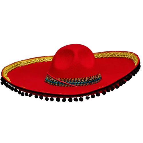 Chapeau Sombrero Broderie Tradition 57cm Rouge