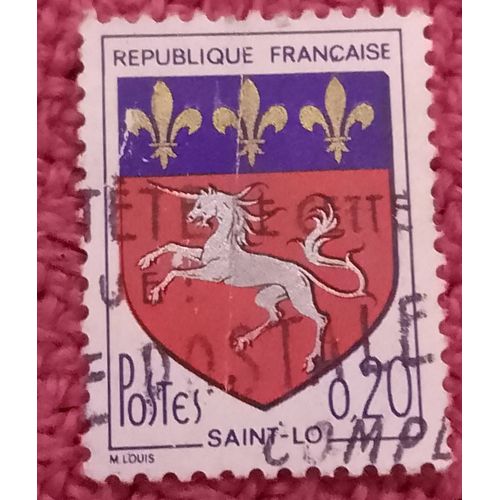 Timbre Oblitéré République Française 0,20 Postes Saint Lo.