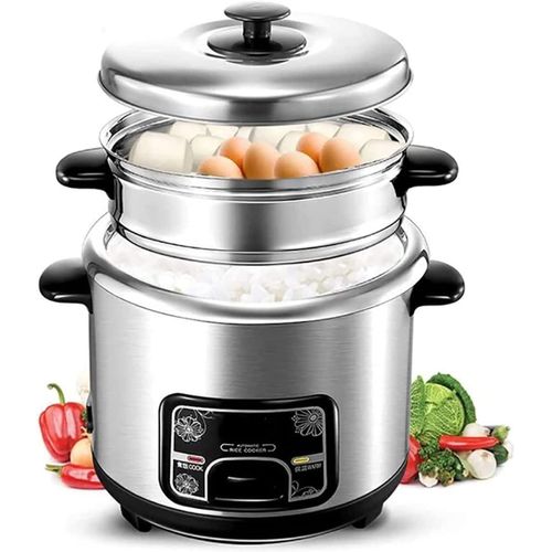 Cu Urs À Riz Et Cu Ur À Vapeur (2-5L) Cu Ur À Riz En Acier Inoxydable 304, Avec Fonction De Maintien Au Chaud, Rend Le Riz Et La Vapeur Des Aliments Sains Et Des Légumes Électriques,3L