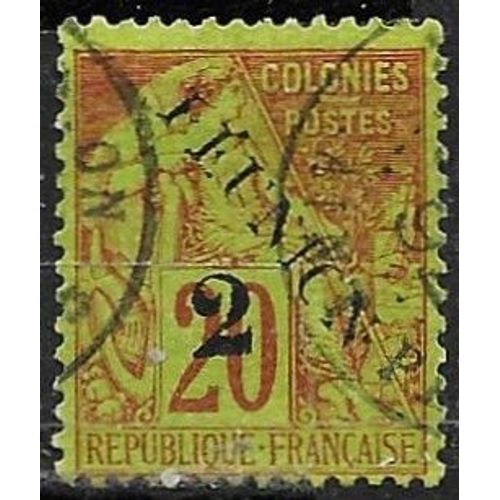 La Réunion, Colonie Française 1891, Beau Timbre Classique Yvert 31, Type Alphée Dubois 20c. Brique Sur Vert Jaune Surchargé "Réunion" Et "2", Oblitéré, Tbe.
